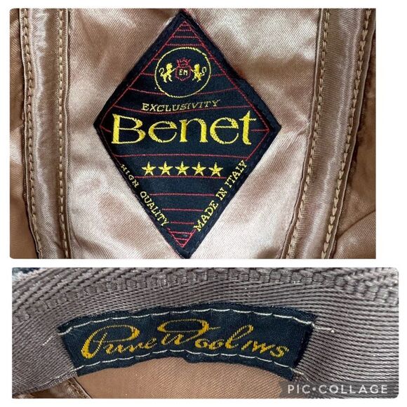 Vintage Exclusivity Benet Made in Italy Tan & Blue Houndstooth Wool Bucket Hat main image 8